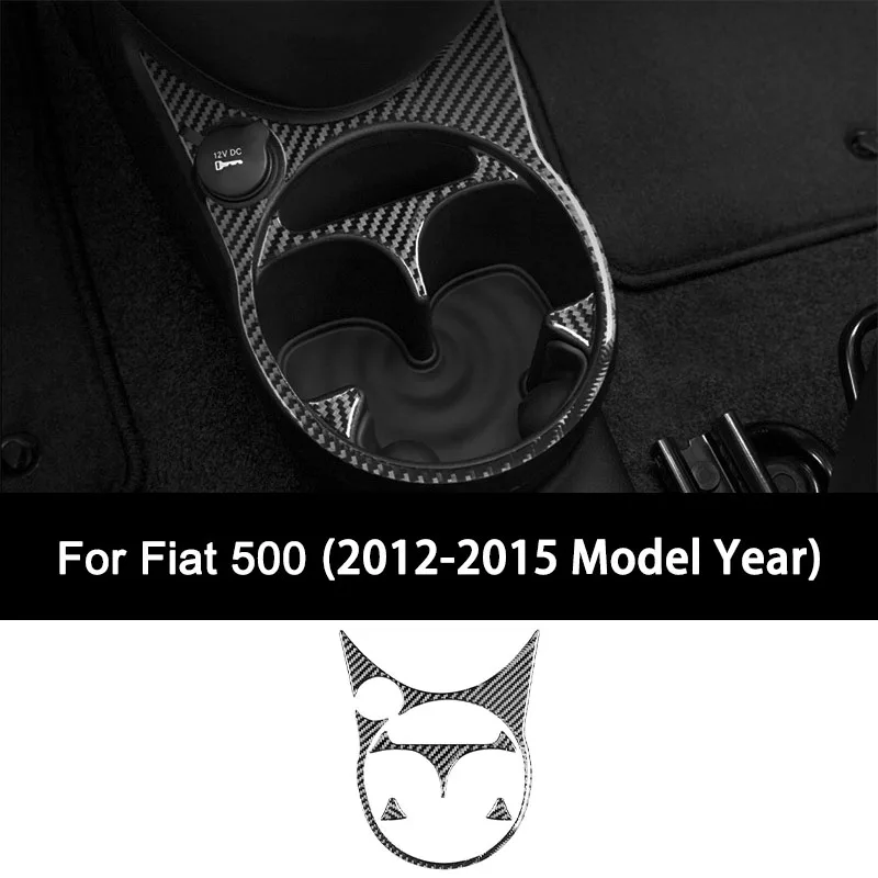 

For FIAT 500 2012 2013 2014 2015 Model Year, Premium Carbon Fiber Car Water Cup Holder Panel Interior Sticker, Auto Accessories