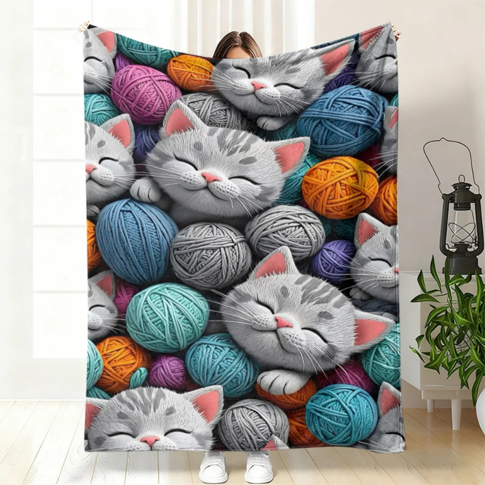 Manta blanket con Retrato Realista de Gatos de Varias Razas, para Sofá, Dormitorio, Oficina,  Cumpleaños, Aniversario