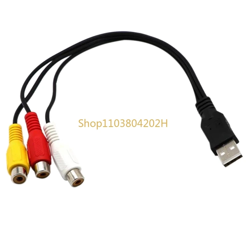 USB to 3RCA Cable USB Female to 3 RCA Rgb Video AV Composite Adapter Converter Cable Cord Connector Lead for TV PC DVR