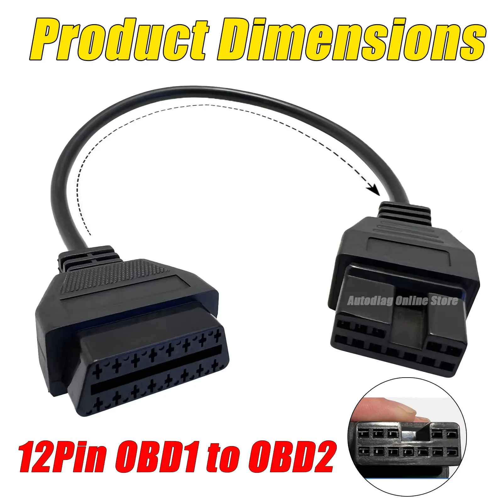 미쓰비시 현대용 OBD2 케이블 12핀 OBD1에서 OBD2로 변환 어댑터 OBD2 진단 커넥터 OBD1 연장 케이블 ELM327 호환