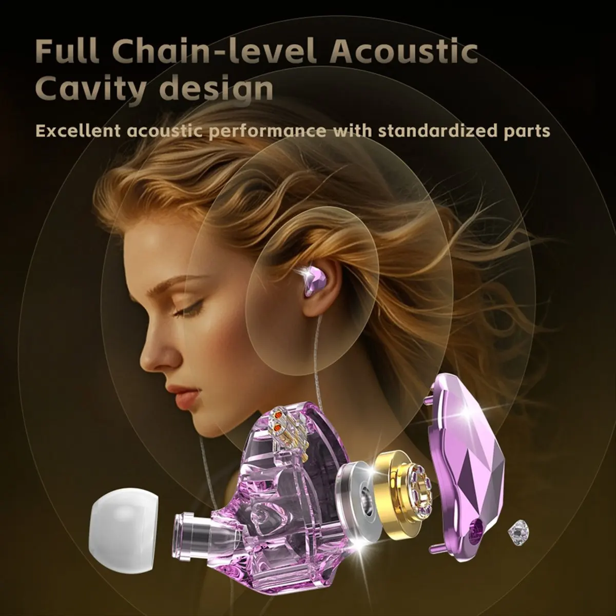 

(A96Z) Wired Headphones, Wired in Ear Earbud, 1.2-Meter Cable for Sound Card Live Streaming Headsets with Mic Diamond Design