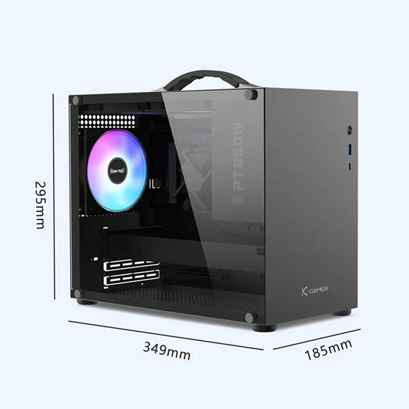 X-GAMERX X100 Portable Handheld Case Mini-ITX/MATX Motherboard USB3.0 Type-C Desktop Mini Game Chassis ATX Power Supply