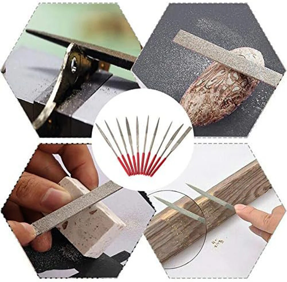 New 10Pcs Diamond Needle File Set For Jewelry Metal Wood Ceramic Glass Stone Craft Sharping Working Hand Carving Tool