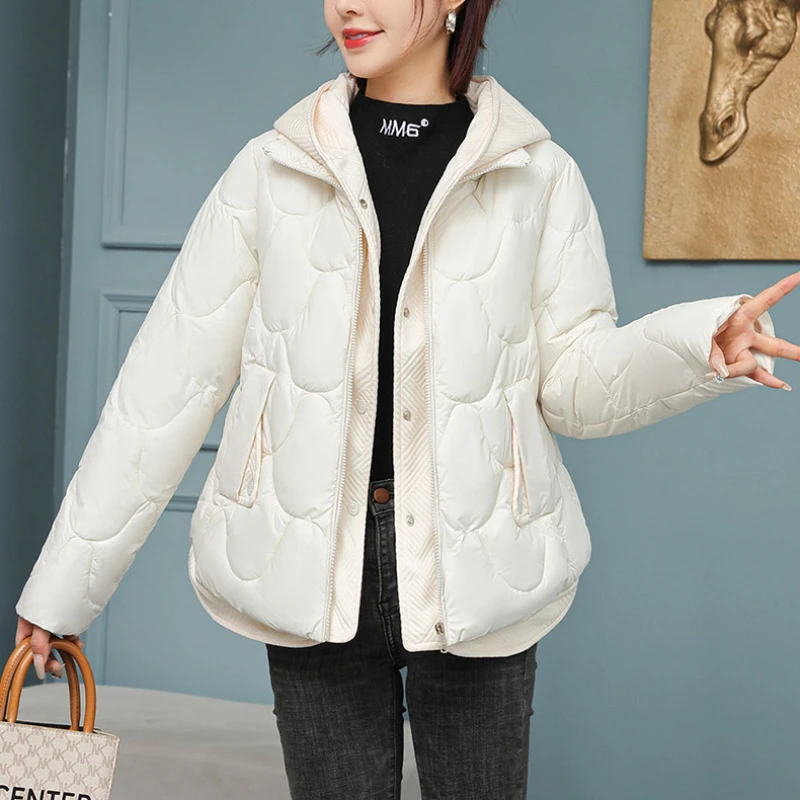 Women's Winter Jacket Vêtements Mode Capuche Pour Dames Faux Deux Pièces Chauds À Manches Longues Pour Femmes Veste Décontracté