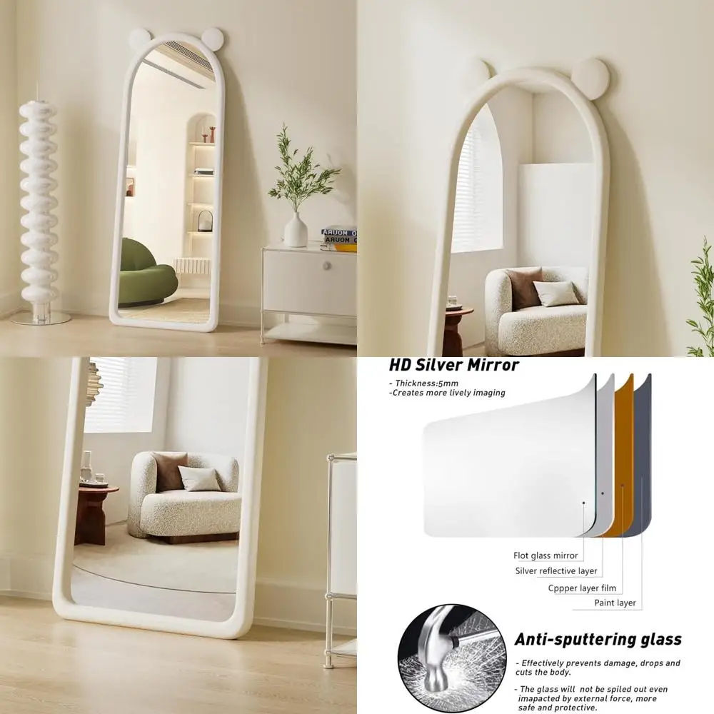 Large Freestanding Arched Floor Mirror, 63x24 Full-Length Wall Mirror for Hanging or Leaning, Stylish Home Decor