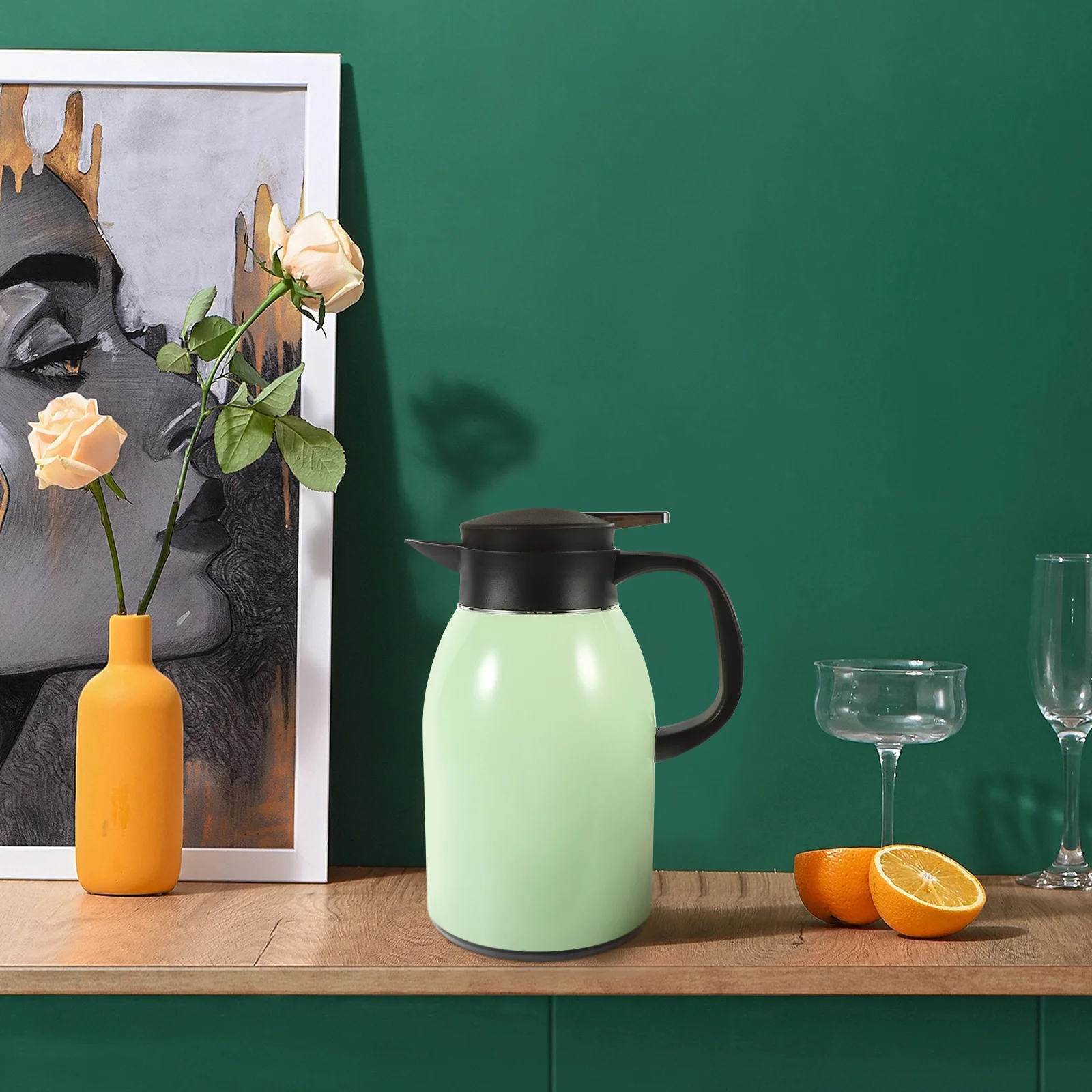 

Чайник с вакуумной изоляцией, термодержатель большой емкости для кемпинга, ежедневного использования, серебристый, против ожогов, сохранение тепла