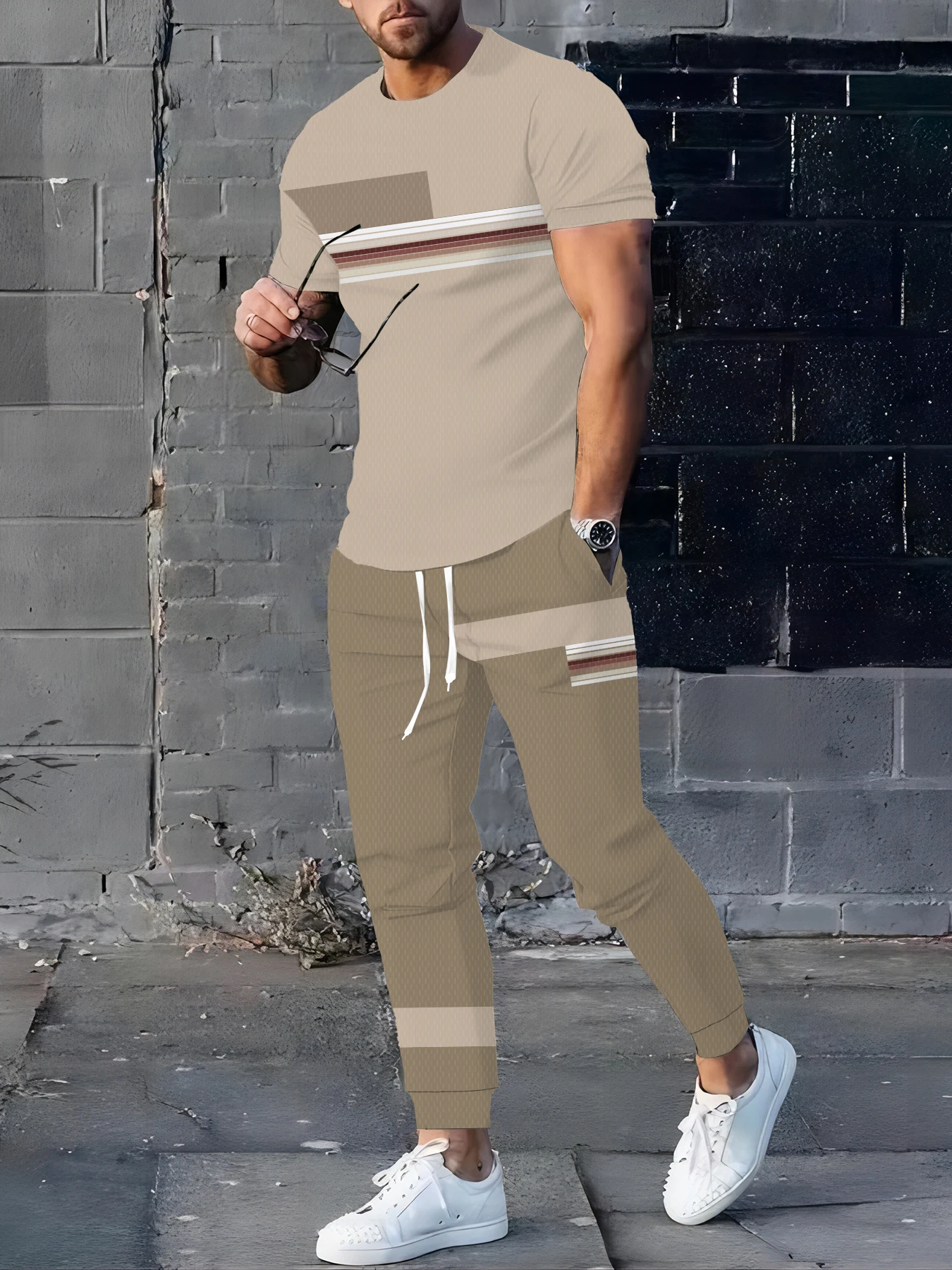 

The popular men's suit for summer Casual simple breathable and lightweight outdoor streetwear