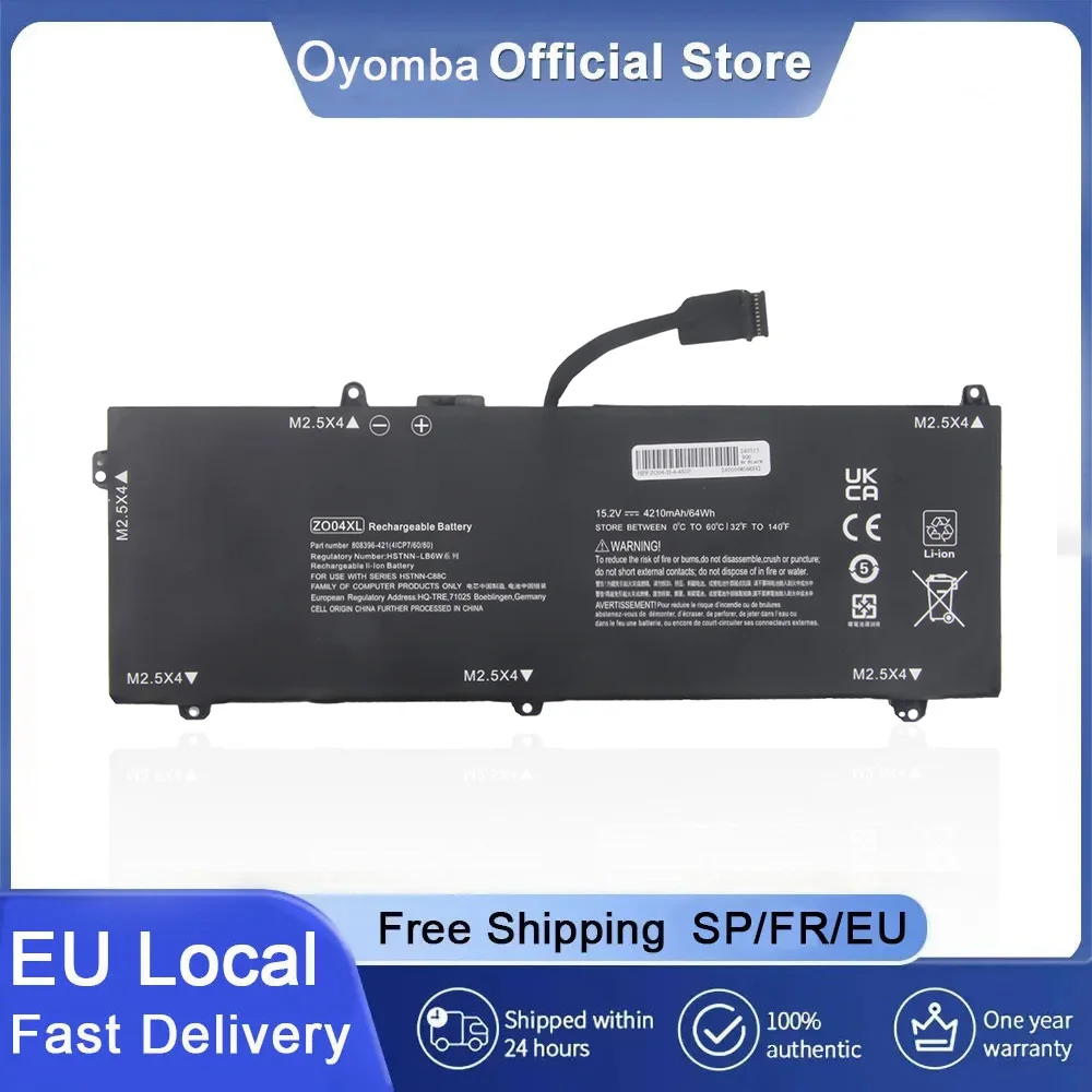 Oyomba ZO04XL ZO06 ZO06XL 808396-421 808450-001 808450-002 HSTNN-CS8C HSTNN-C88C HSTNN-LB6W  Dell Laptop Battery For HP ZBook