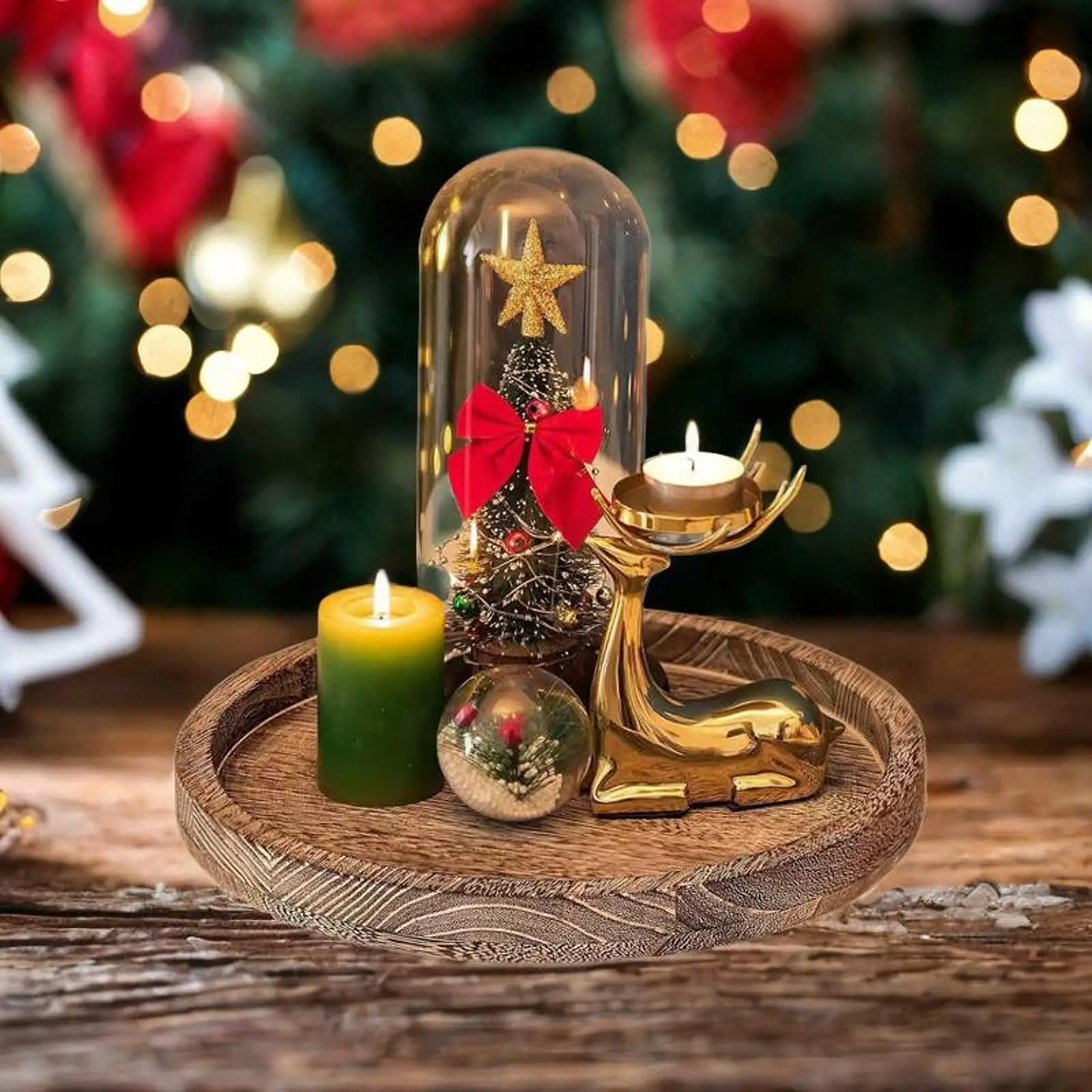 Candle Holder Tray Wooden Serving Tray for Sponge Coffee Table Perfume