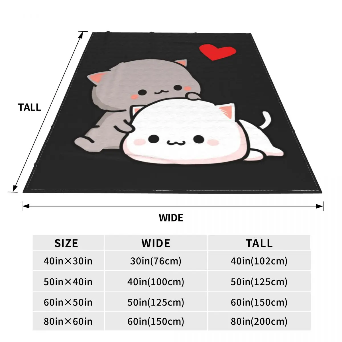 Peach Cat And Goma Love Flannel Blanket Animal Cute Warm Soft Bedding Throws for Bedroom Travel Bedspread Sofa Bed Cover