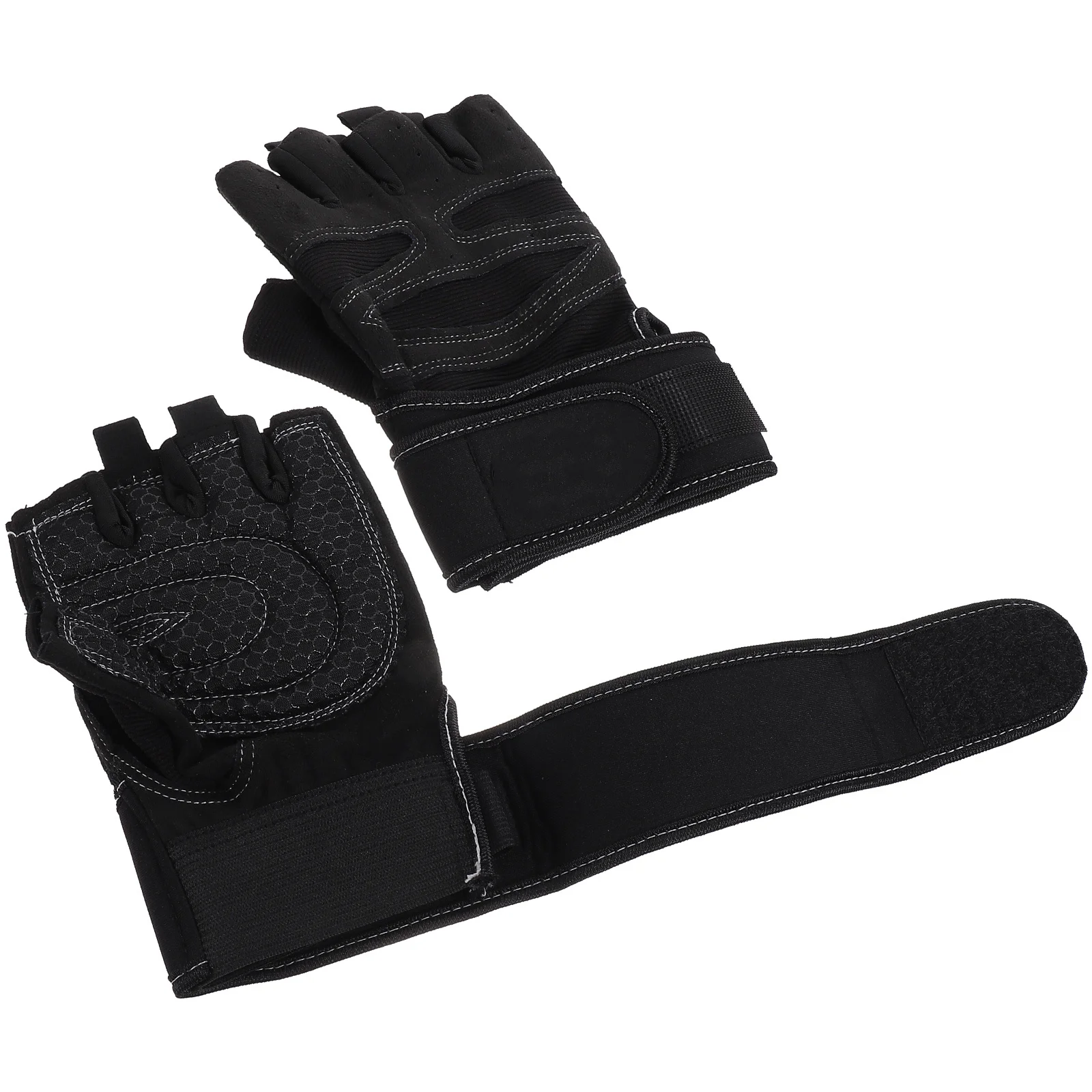 

1 Pair Fitness Half Finger Gloves Breathable Anti-Slip Shock Absorbing Cloth Material Comfortable Stretchy Outdoor Riding Gym
