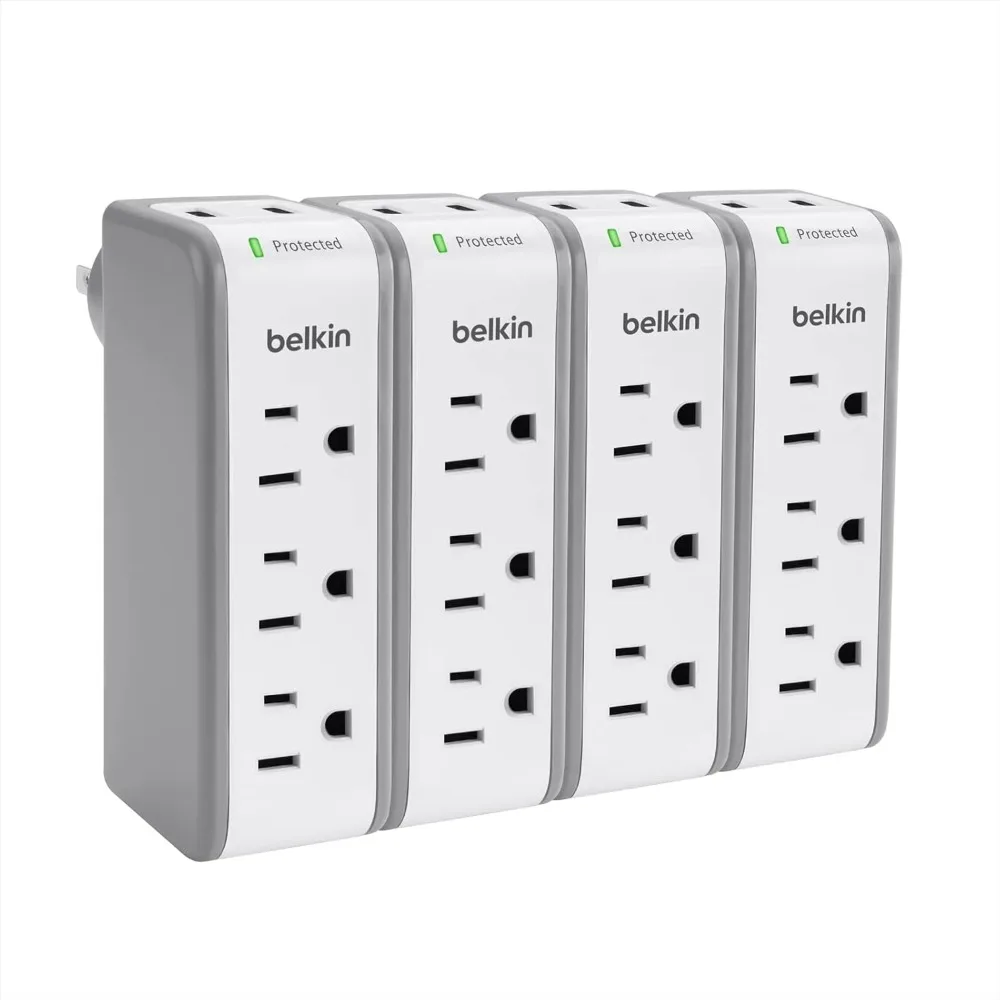 

Rotating Flat Plug Wall Outlet Extender with 3 AC Outlets and 2 USB Ports for Home Use