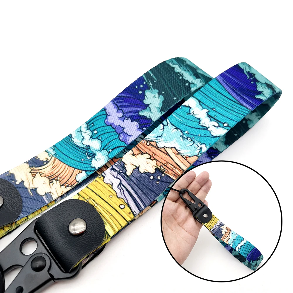 Sea Wave mental keyring Wrist strap keychain JDM Style Key Holder For Honda Toyota Mazda Mitsubishi