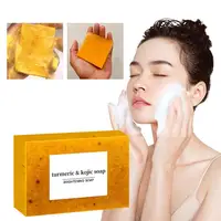 1/2/3/5 pièces de savon artisanal au curcuma 100g, savon au citron et à l'acide kojique, savon pour la douche et le visage, soin du corps 2