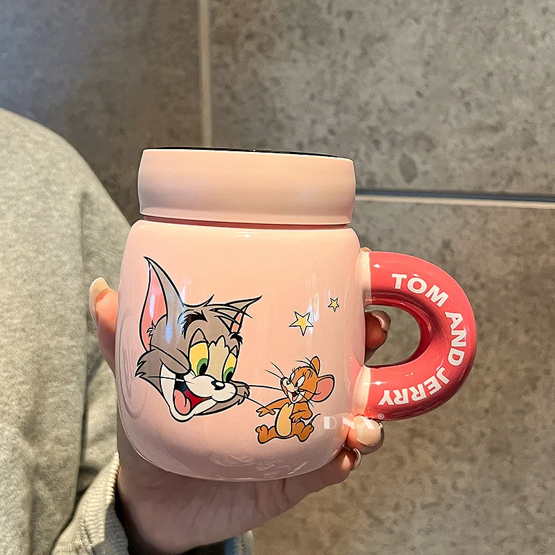 Tom and Jerry Cute Cartoon Ceramic Coffee Cup Kawaii Periphery Mug Lovely Water Cup Adorkable Home Decor Room Decoration Gifts