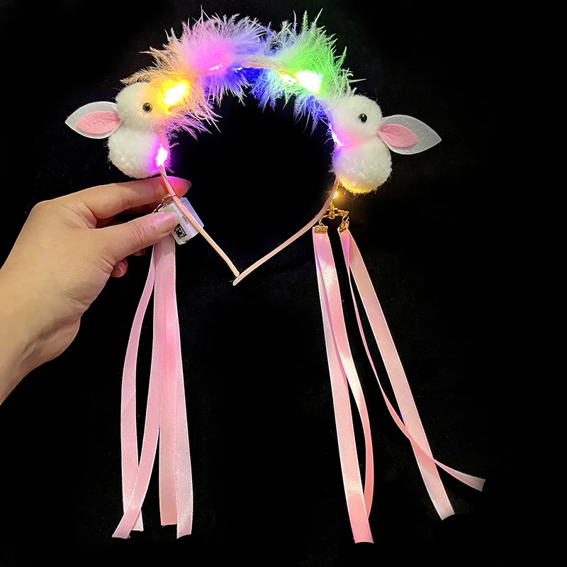 10pcs LED Rabbit Headband Light Up Bunny Hairband   Glow Party Concert Hair Accessories  Christmas navidad