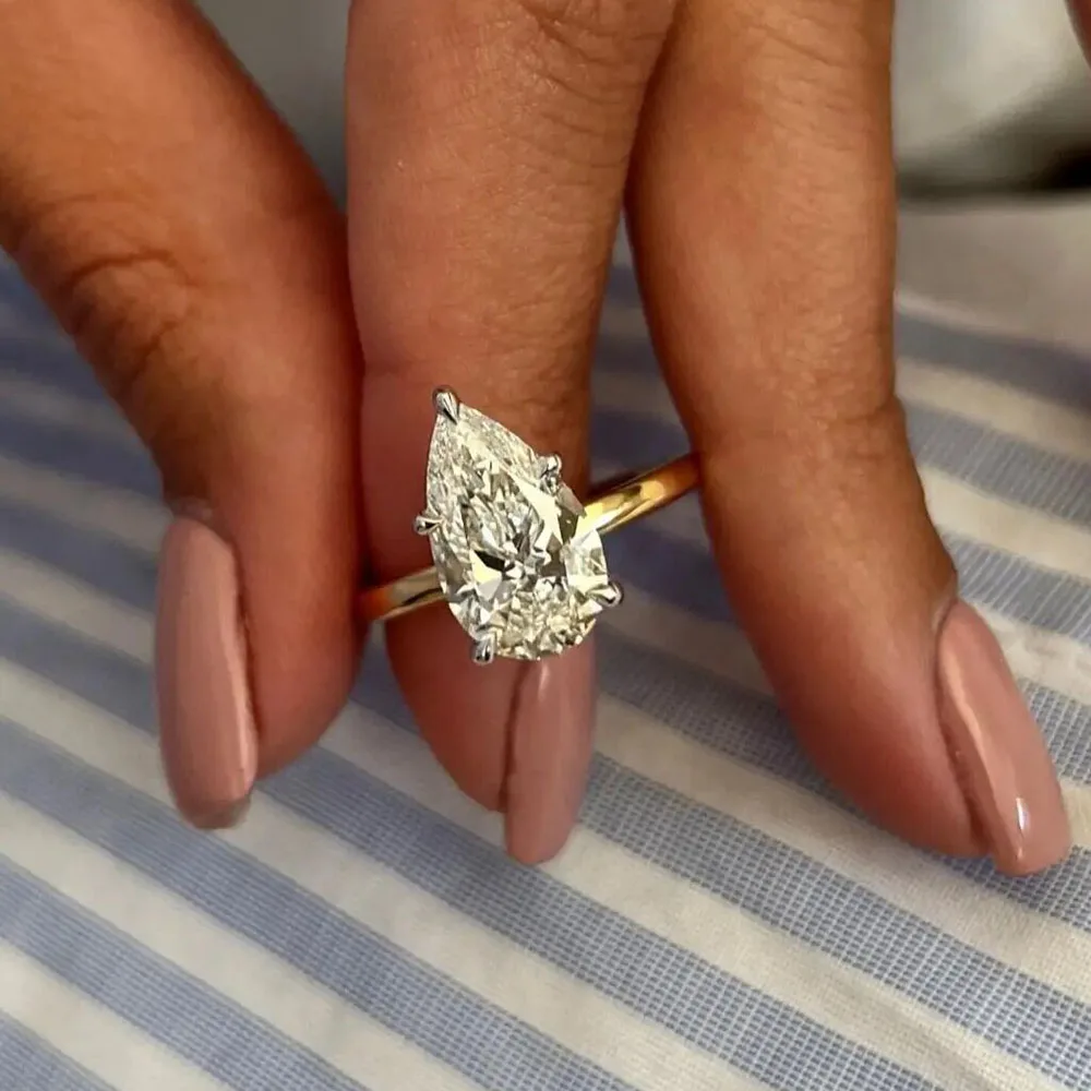 

IGI Lab Growing Diamond Ring Pear D Color 1 2 3 4 5 Ct Solid 14K White Gold Ring Diamond wedding ring Factory Engagement Ring