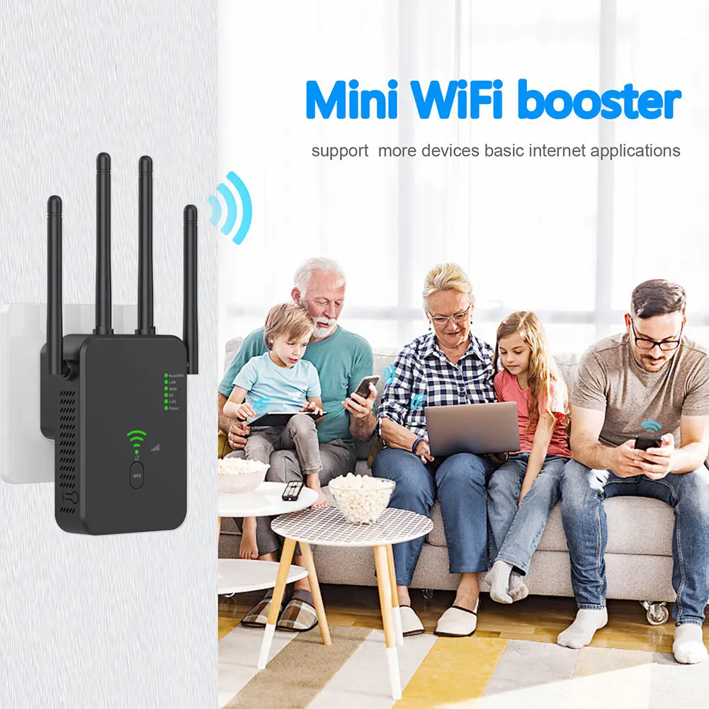 Repetidor WiFi inalámbrico 5G, enrutador de 1200Mbps, amplificador de señal Wifi de doble banda, extensor de largo alcance, 5Ghz