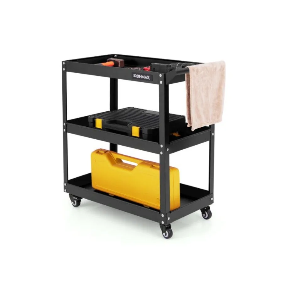 

3Tier Rolling Tool Cart with Spacious Shelves 4 Universal Wheels and 2 Brakes
