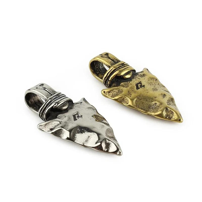1Pc Stone Spear Pendant Brass Knife Beads Parachute Cord Bead Outdoor EDC Tool