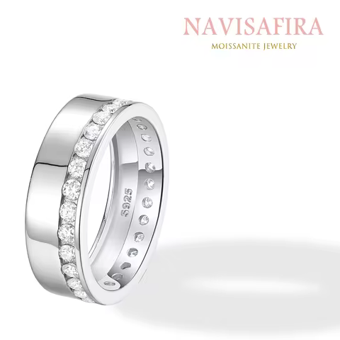 S925 Silver 0.93 Carat Moissanite Eternity Band Ring Anniversary Gift Luxury Jewelry for Women