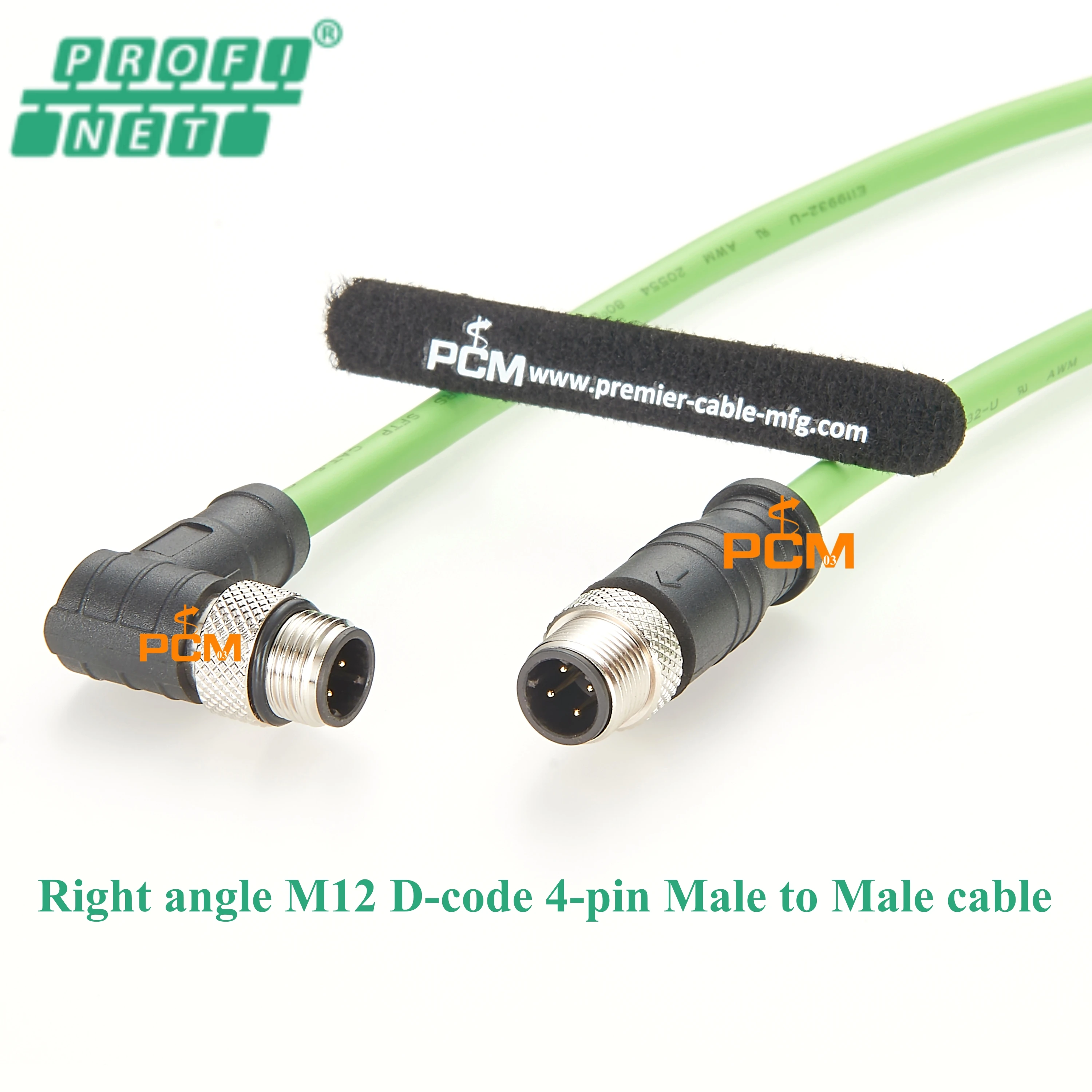 

5M Right angle M12 to M12 4Pin D-Coded Connector Cable IP67 Aviation Plug Industrial male to male Ethernet Profinet Cord