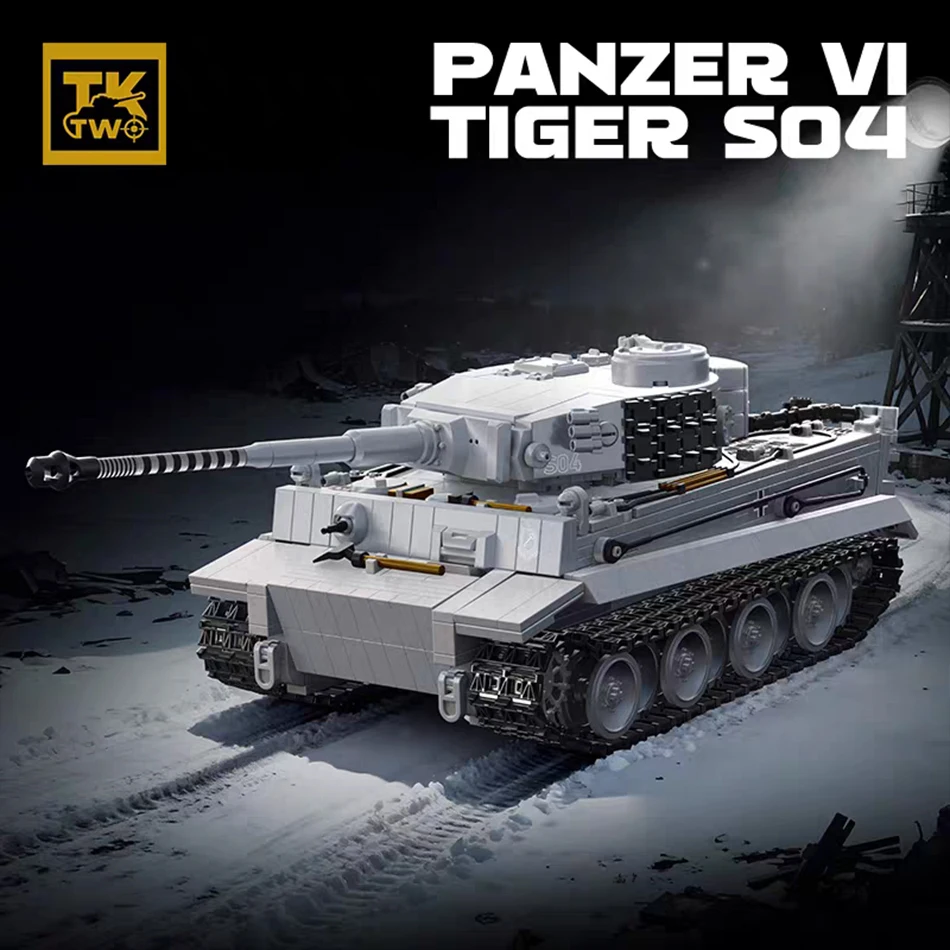 

Набор строительных блоков 1:28 «Немецкий тяжелый танк Тигр S04» с фигуркой солдата, модель армейского танка из кирпичиков, игрушка-подарок для взрослых, уникальное украшение для стола