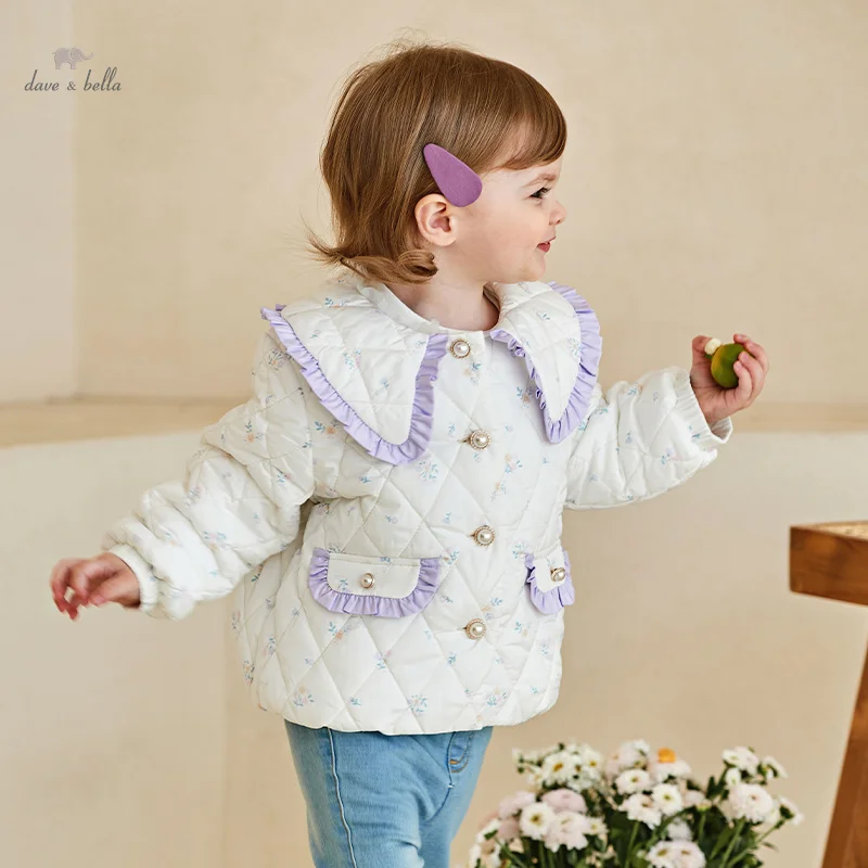 

Dave Bella Children Girl's Parkas Clothes 2024 Spring New Fashion Casual Charm Lovely Outerwear Floral Coat Outdoor DB1247721