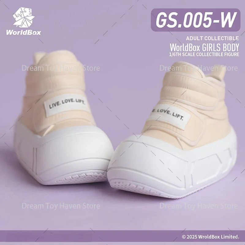 Worldbox 1/6 gs005 zapatillas de deporte de suela gruesa para mujer, zapatos atléticos sólidos con punta redonda, accesorio para muñecas corporales de figura de acción de 12 pulgadas