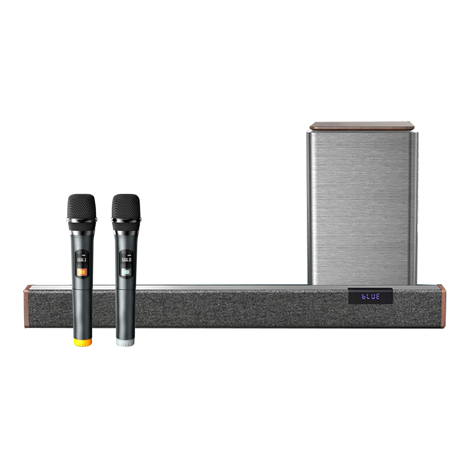 

2.1 Ch Wireless Bluetooth Soundbar Home Theater System with Wood and Plastic Materials for Family Entertainment
