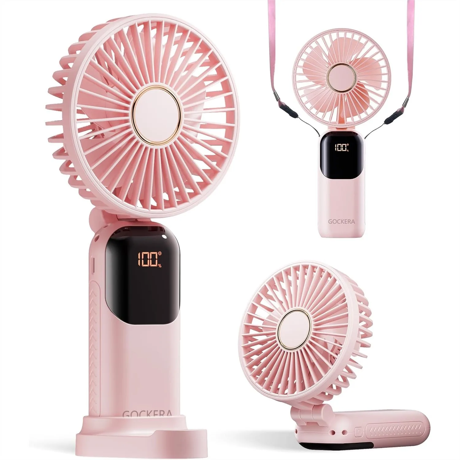 

Portable Fan with 4200mAh Battery, 5 Speeds & Digital Display, 180° Foldable 3in1 Handheld/Neck/Desk Fan for Outdoor Indoor