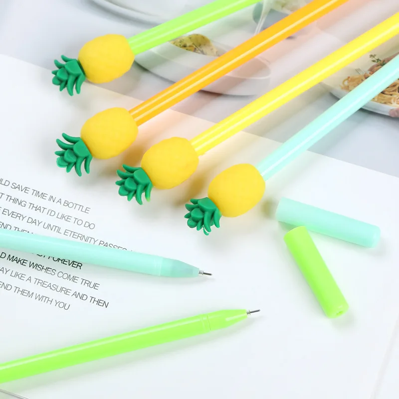 

20/24/60 Pcs Wholesale Creative Cartoon Fruit Gel Pen Cute Learning Stationery Office Supplies Black Ink Signature Pen School