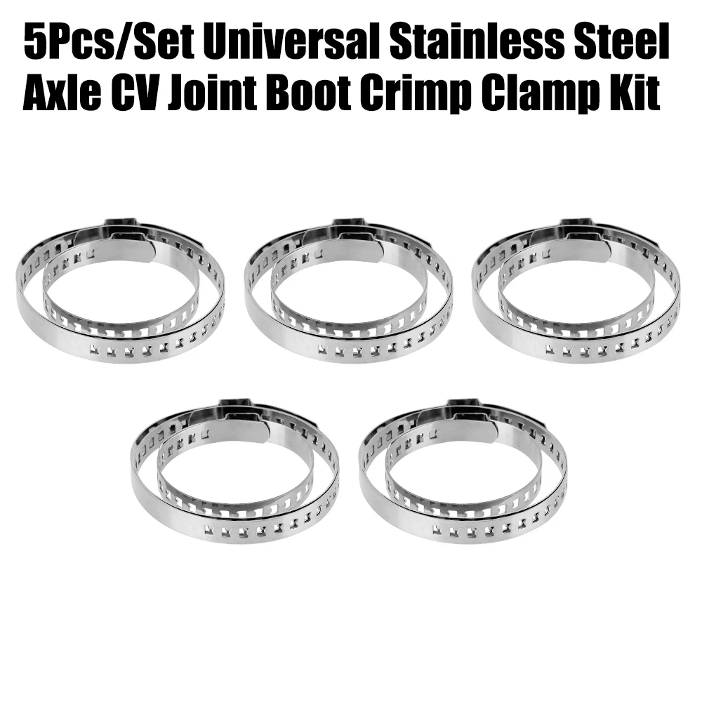 Adjustable Stainless Steel Ball Cage Clamp Driveshaft CV Boot Clamp 5Pcs 20- 50mm 50- 120mm Axle CV Joint Boot Crimp Clamp