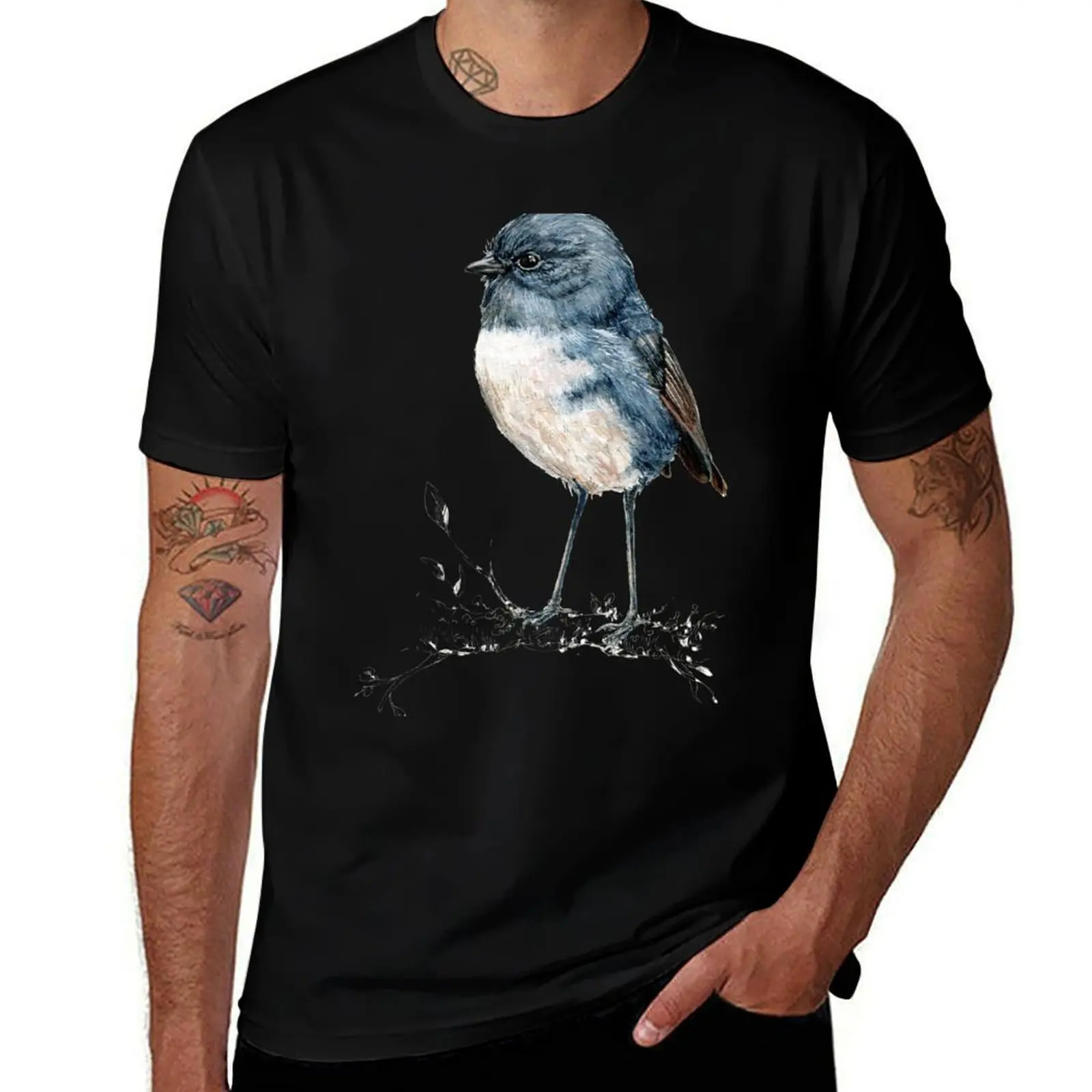 

Mr Toutouwai , New Zealand native Robin bird T-Shirt t shirt for man 100 percent cotton t shirts for man cotton soft T-Shirt