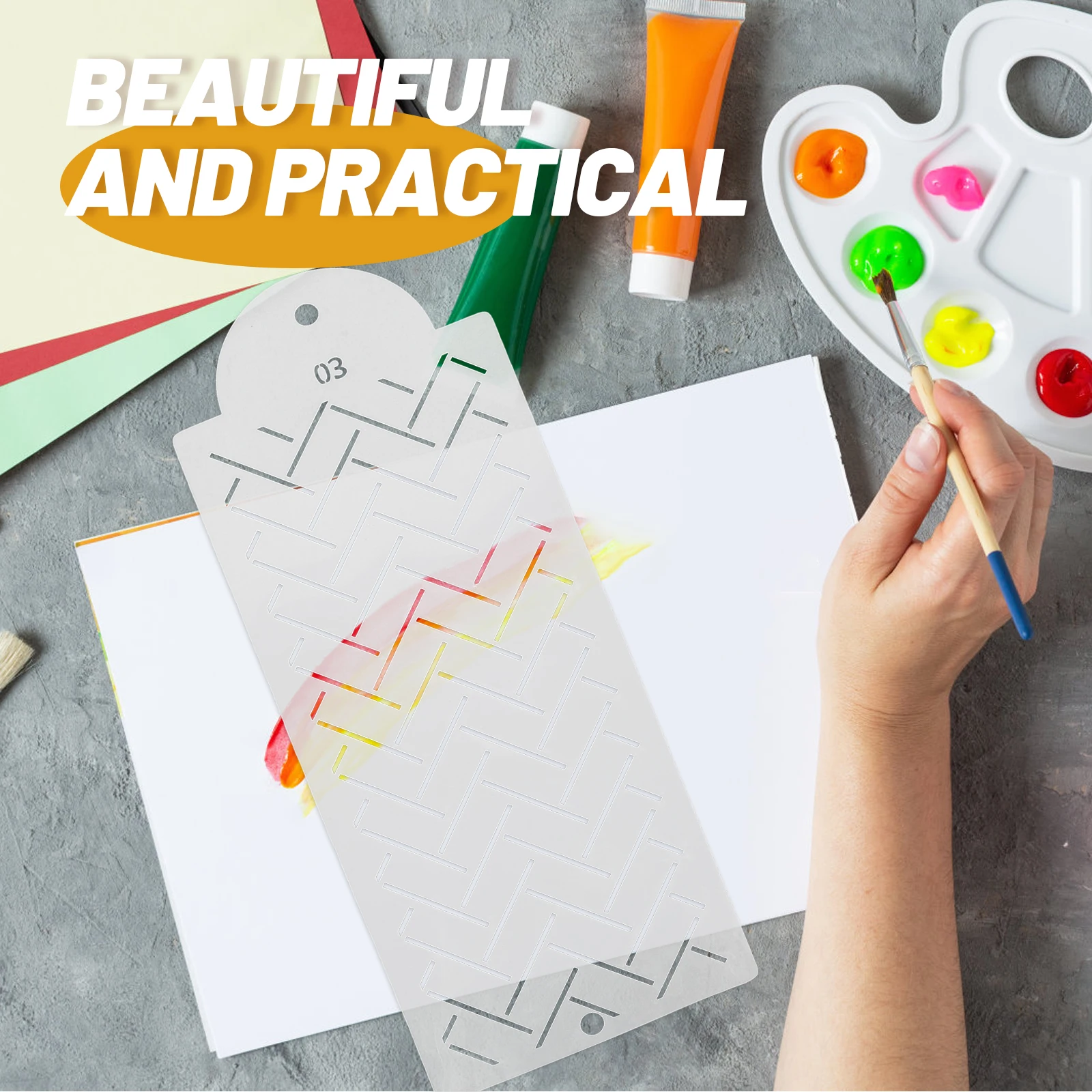 6 Pcs Hollow Out Decorative Template Crafts Decoration Stencil Plastic Painting Stencils