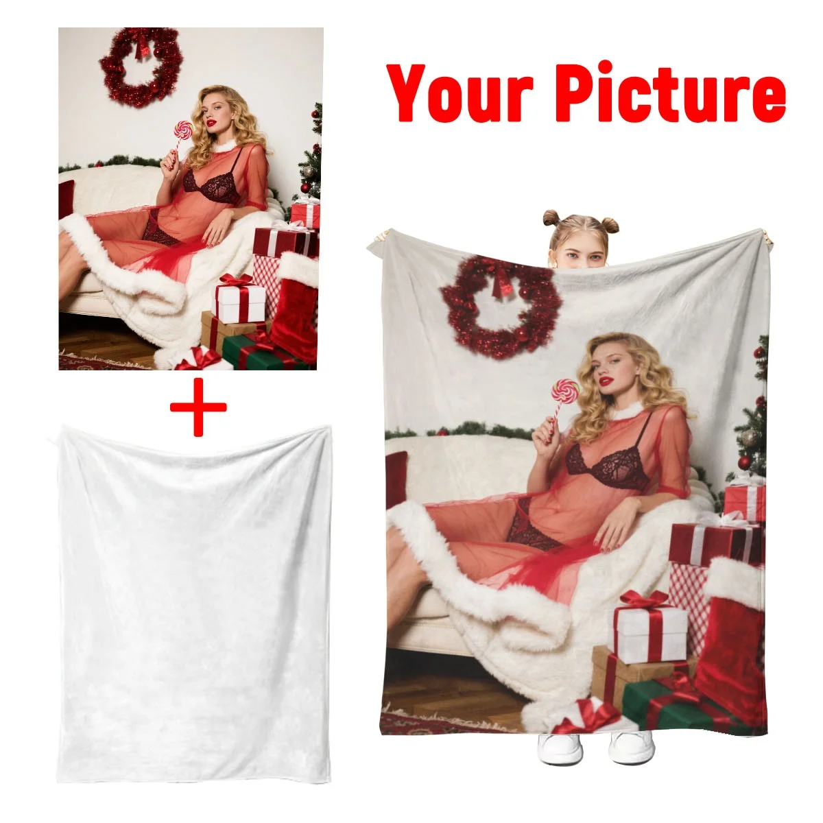 1-teilige Flanelldecke mit Weihnachtsmotiv – super warm für alle Jahreszeiten, leicht, maschinenwaschbar, geeignet für Bett, Sofa und Camping – 100 % Polyesterfaser – perfekt als Weihnachts- oder