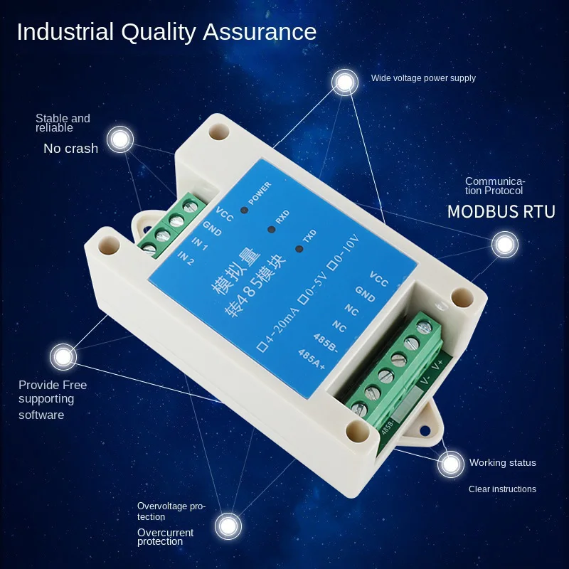 Mulhouse Ition Tech-Modbus, quantité analogique, données de tension et de courant collectées, entrée 4-20mA à RS485 Watchdog