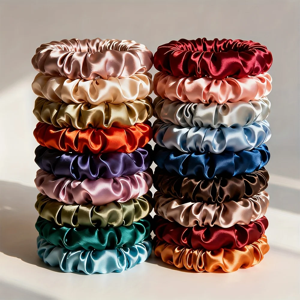 50 قطعة Scrunchies مجموعة النساء الفتيات متعدد الألوان الحرير العلاقات الشعر إكسسوارات الشعر الأنيقة ارتداء اليومي حفل زفاف