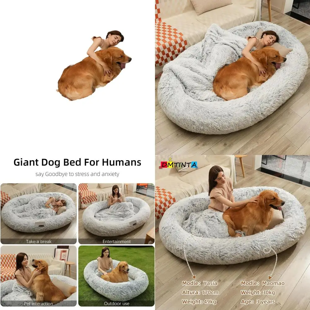 

Большая лежанка для собак 71x45x12 дюймов - Просторная, для крупных собак или как кресло-мешок для человека, съемная, серая