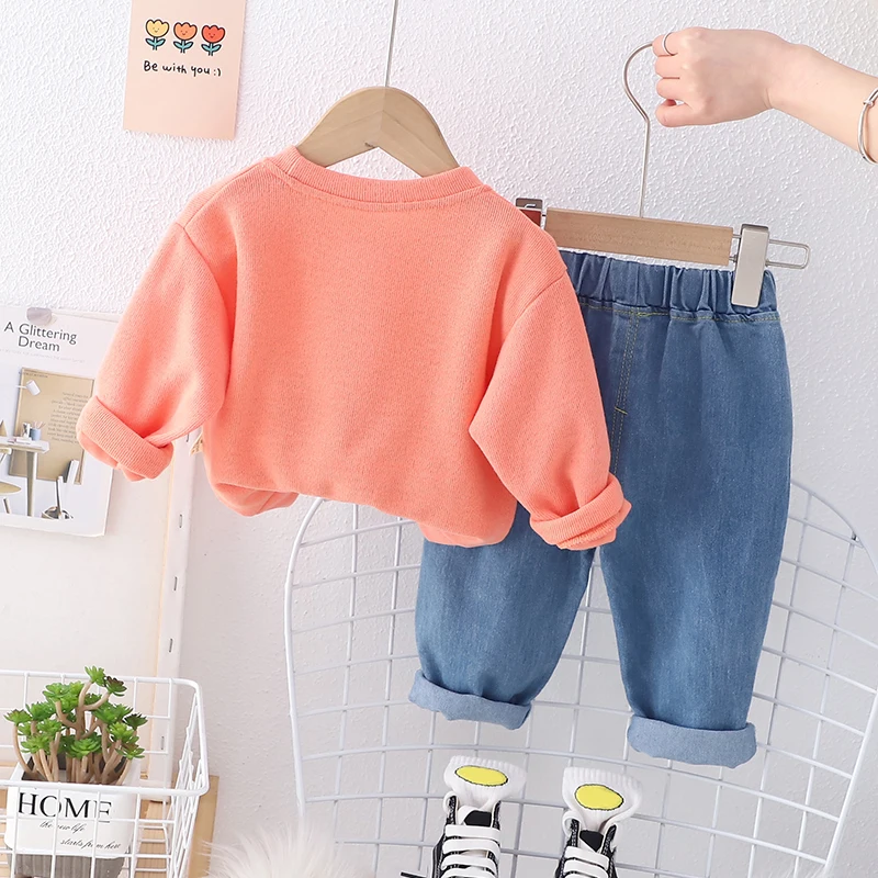 Baby Girls Bowknot T Shirt Floral Jeans Kids Clothing Sets Infant Clothes Outfits Spring Children Sportswear Princess Costume