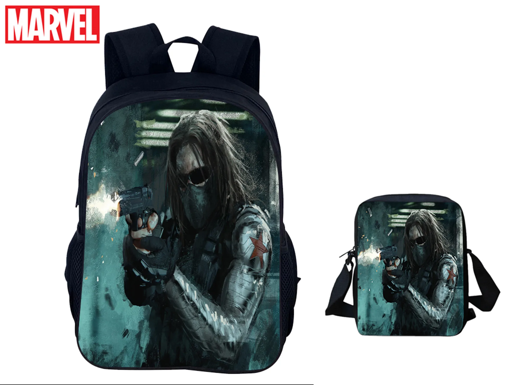 

Little Kids Lightweight Backpack+Shoulder Bag 2Pcs Set,Marvel Winter Soldier School Bookbag Classic Trendy Rucksack