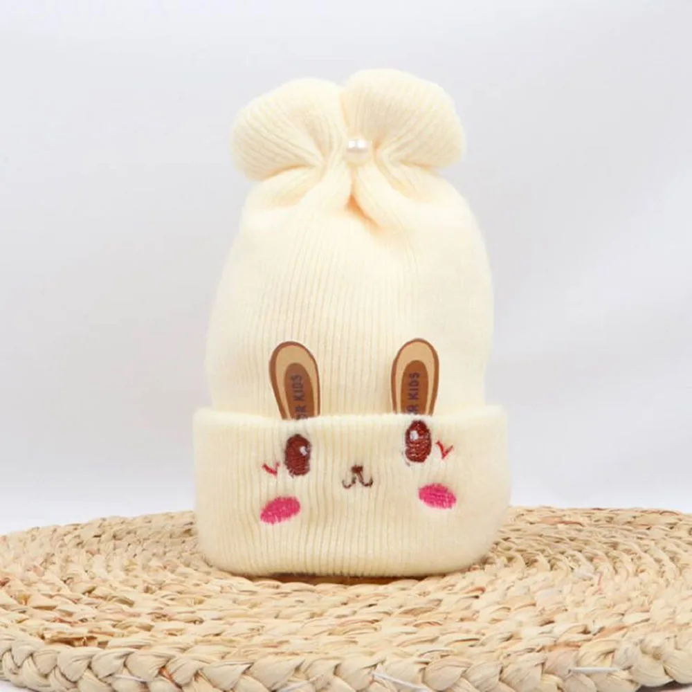 Cotton Newborn Baby Cashmere Fetal Cap Autumn Winter Girl Boy Woolen Hats Cute Bunny Cartoon Warm Caps For Kids 0-3 Month