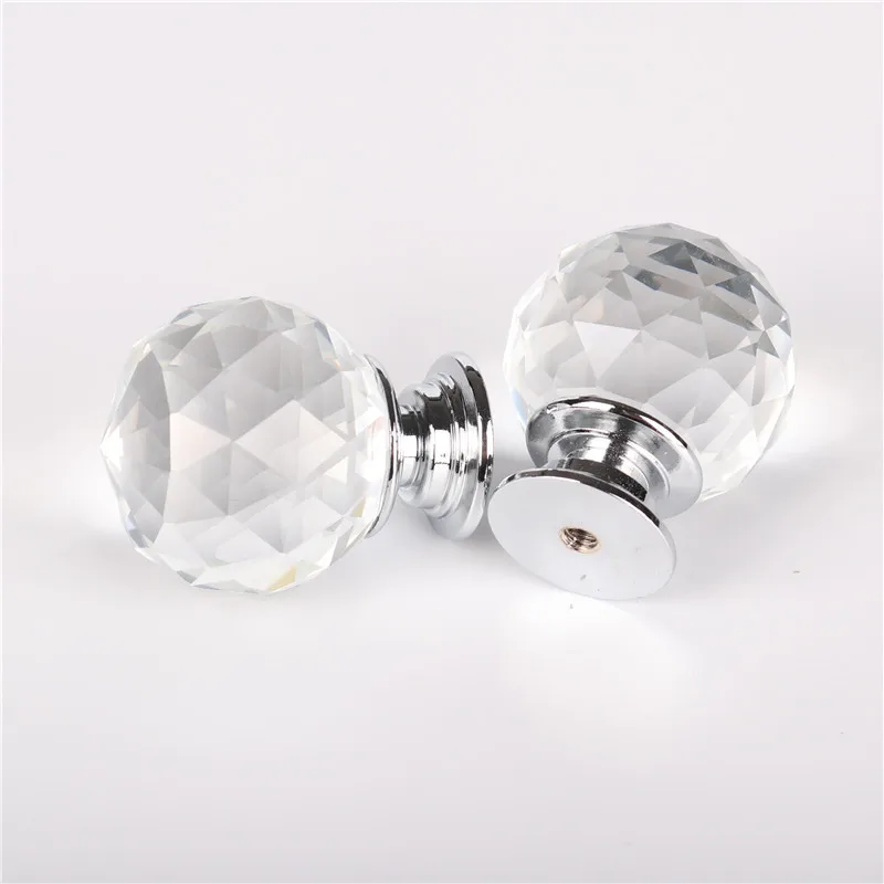 20mm 30mm 40mm 50mm Crystal Ball Design Clear Crystal Glass Knobs Cupboard Drawer Pull Kitchen Cabinet Wardrobe Handles Hardware