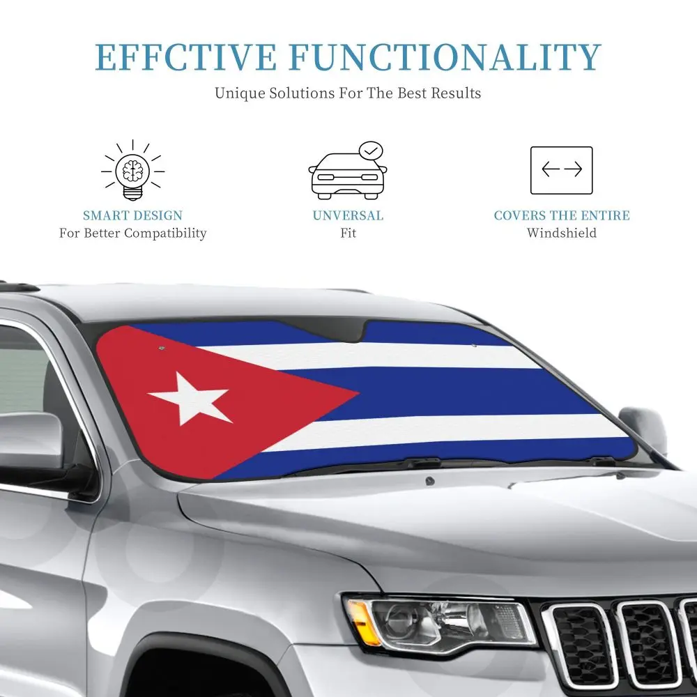 Cuba Flag Car Reflective Sun Blocker Fits Small Sedans, Mini SUVs  Standard  Sunshade  Car Accessories