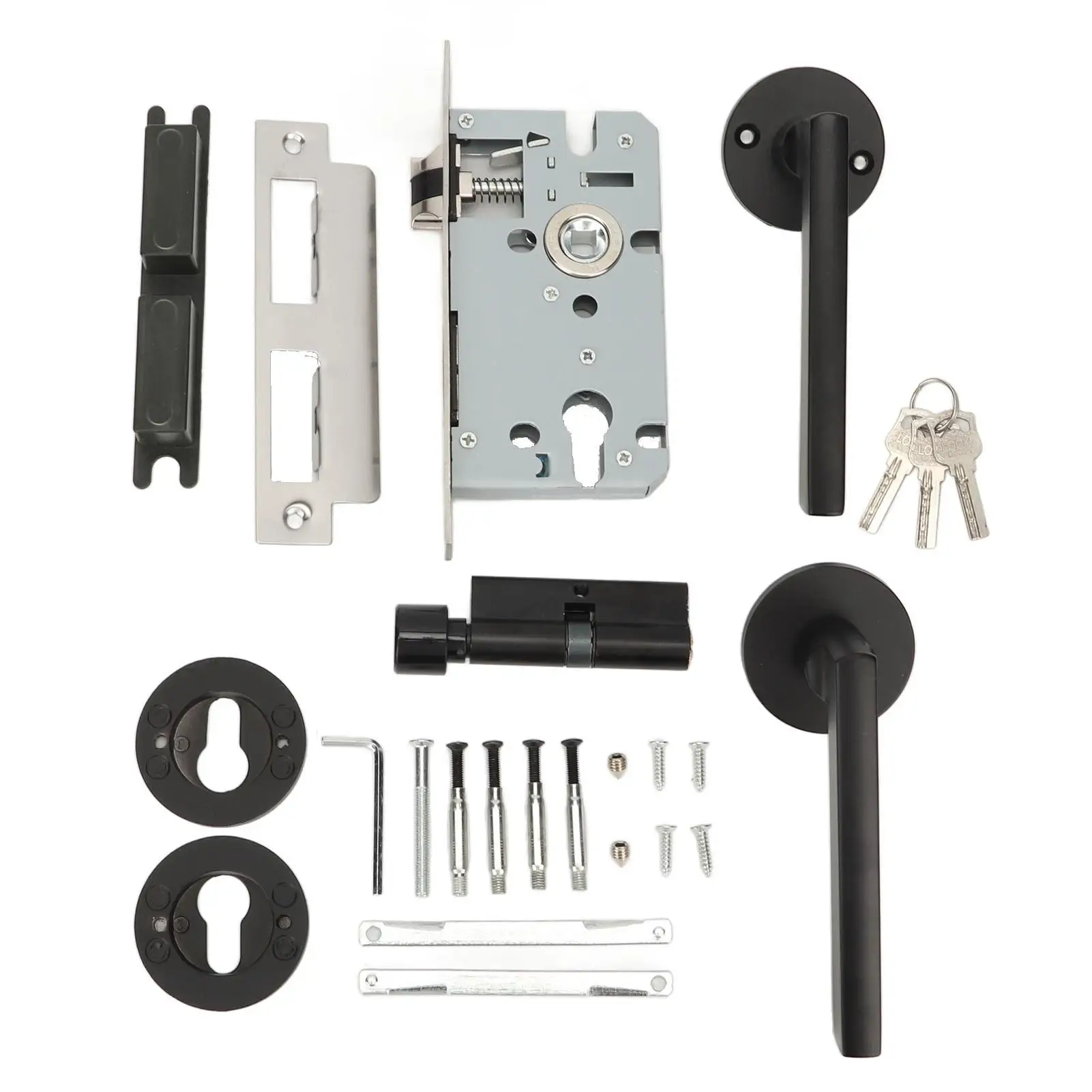 

2Pcs Stainless Steel Heavy Duty Keyed Entry Door Handle Set for home Bedroom