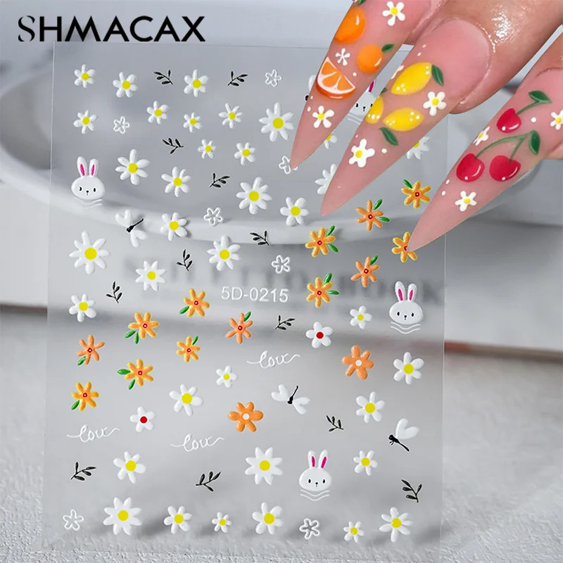 Blume Cartoon Nail Art Aufkleber selbst klebend DIY niedlichen 5d Reliefs Bowknot Kaninchen Muster Maniküre Slider Dekoration Aufkleber