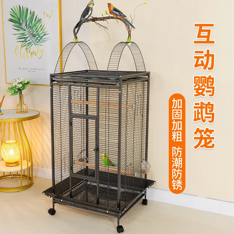 Large Reinforced Square Tube Bird Cage for Budgies Cockatiels Parrots Lovebirds Finches and Other Small Birds