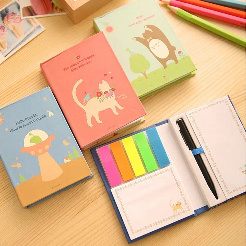 1Pack Cartoon animals bird cats Rainbow note Memo Hard cover sticky notes Post paper Stationery Office school supplies