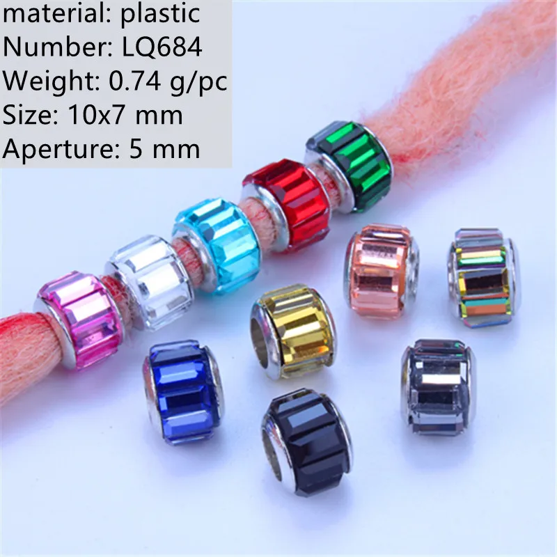 5 Pcs/lot Two-color Resin Beads Dreadlocks Hair Ring Hair Braid Beads Colourful Hair Accessorie Approx 5mm Hole Dreadlock Beads