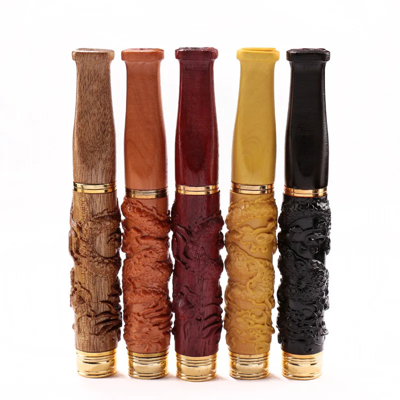 Wooden Carved Cigarette Holder Mouthpiece Cigarette Filter Mouthpiece Holder Washable Cigarette Mouthpiece Filter Suction Nozzle